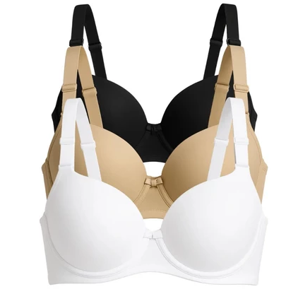 kit c/3 Sutiã Básico Reforçado de Microfibra Com Bojo do P ao GG PROMOÇÃO