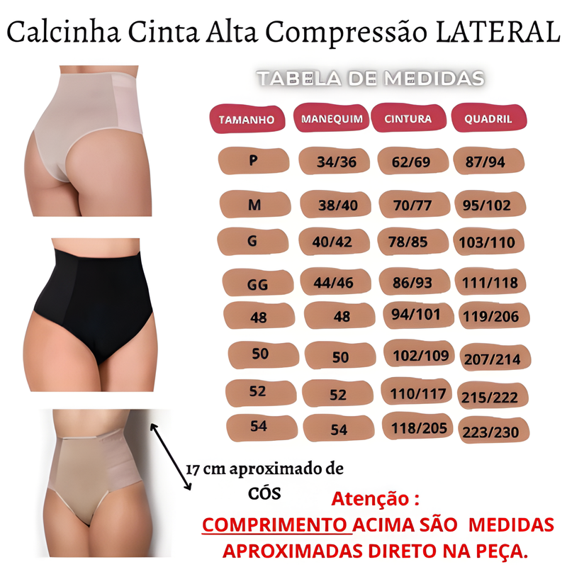 Kit 2 Calcinhas Cinta Lateral Pós-Parto | Modeladora e Redutora de Medidas