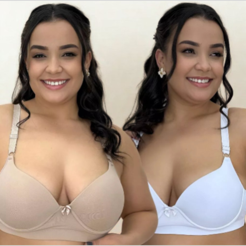 Kit 2 Sutiã Plus Size Reforçado Com Bojo Alça Grossa Sustentação Largo 46/54