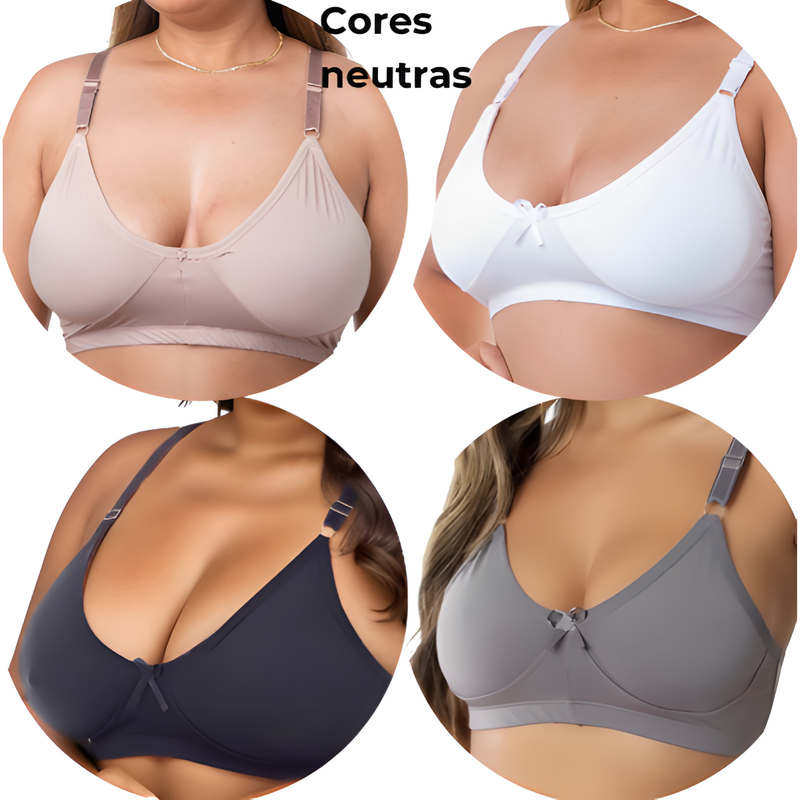 Kit 3 Sutiãs Alta Sustentação Sem Bojo PLUS SIZE Reforçado Alça Com Regulagem Feminino