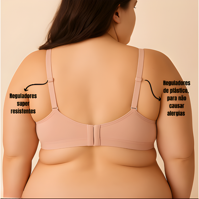 Kit 3 Sutiãs Alta Sustentação Sem Bojo PLUS SIZE Reforçado Alça Com Regulagem Feminino