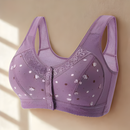 Sutiã Plus Size Lingerie Puro Algodão Sem Fio Linha Frontal Botões De Renda Impressão De Borda