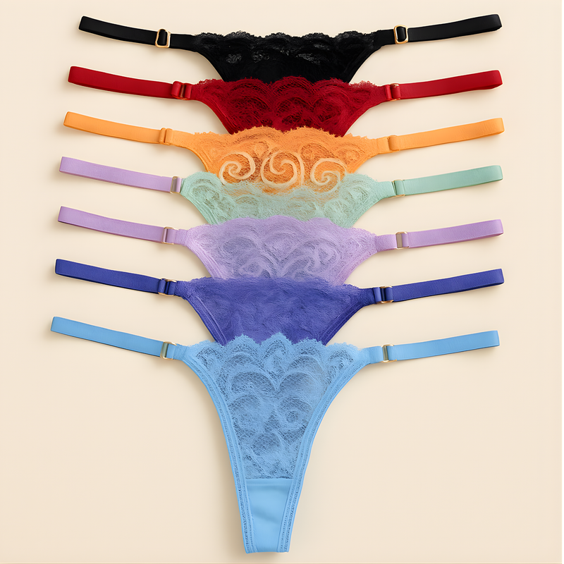 Kit c/7 unidades de calcinha fio dental regulagem lingerie sexy