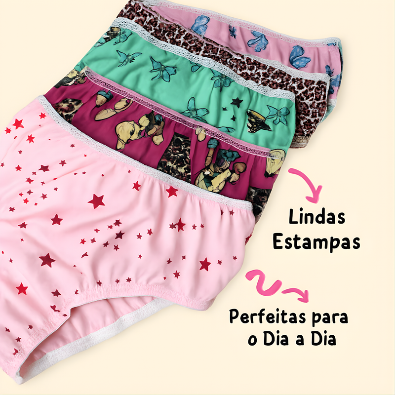 Kit 20 Calcinha Infantil Menina Feminina Estampada Muito Confortável - Valentina