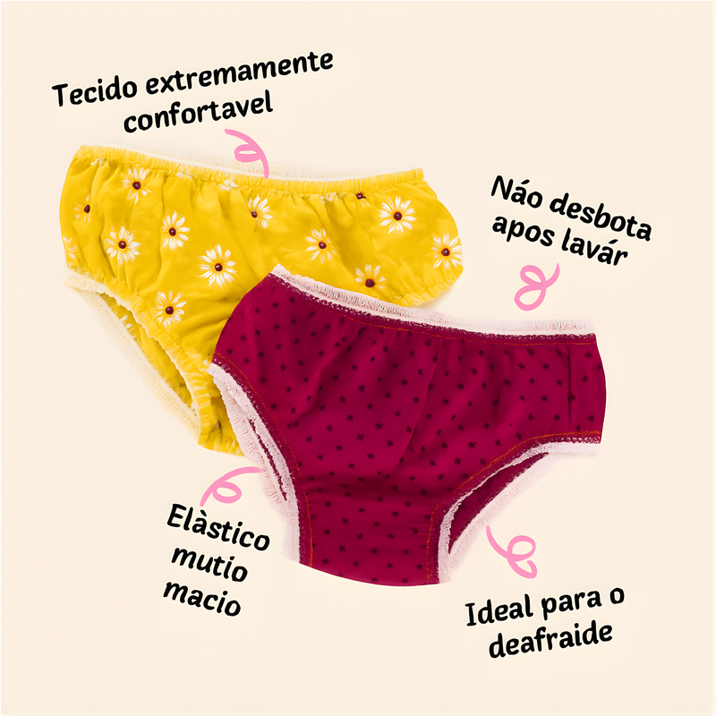 Kit 20 Calcinha Infantil Menina Feminina Estampada Muito Confortável - Valentina
