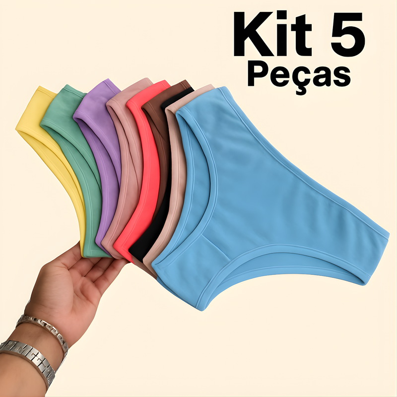 Kit 10 Calcinhas 100% Algodao Basica dia a dia Conforto Calcinhas Lisas