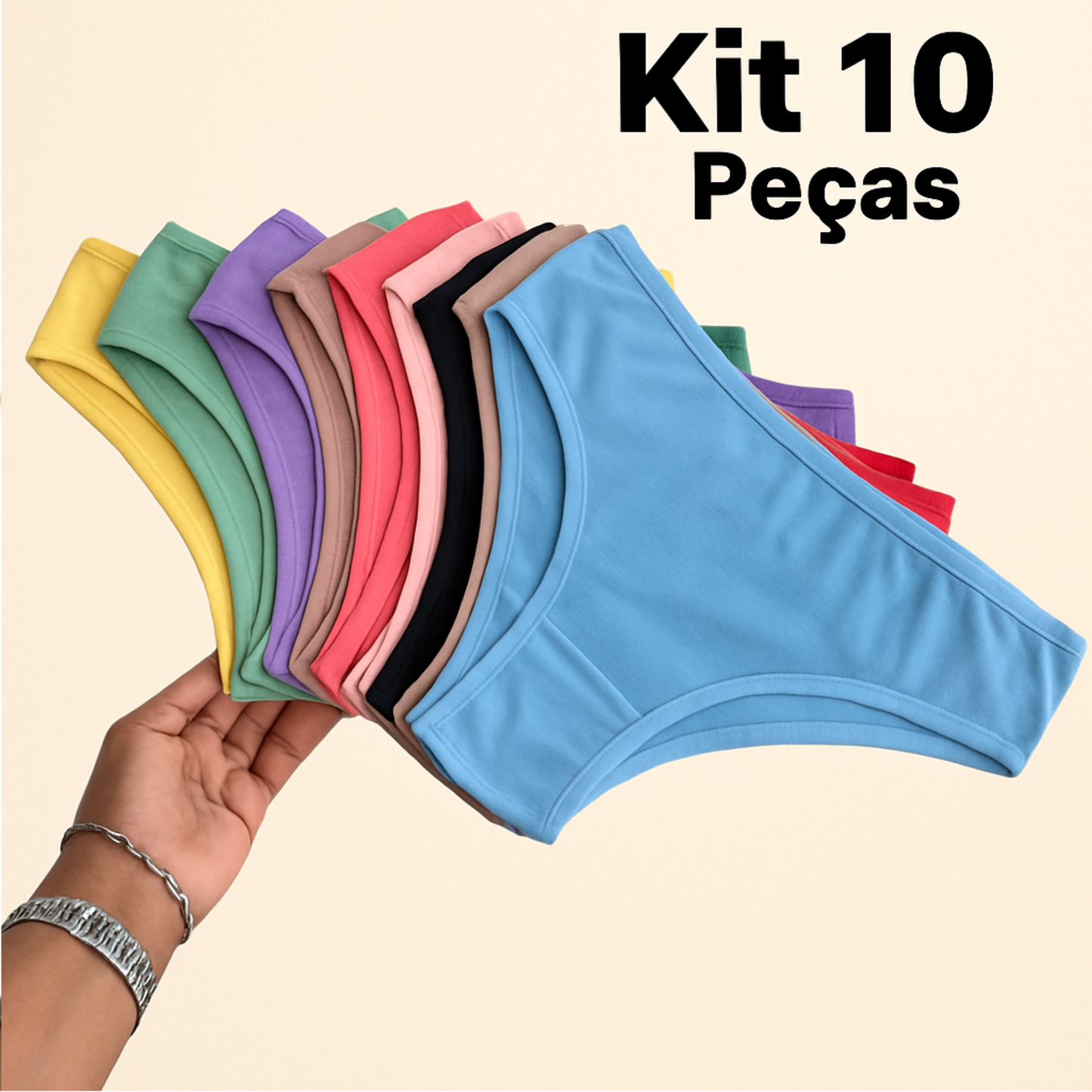 Coleção Cotton Daily — Kit com 10 Calcinhas Básicas