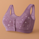 Sutiã Feminino Roupa Interior Plus Size Lingerie Puro Algodão Sem Fio Linha Frontal Botões De Renda Impressão De Borda