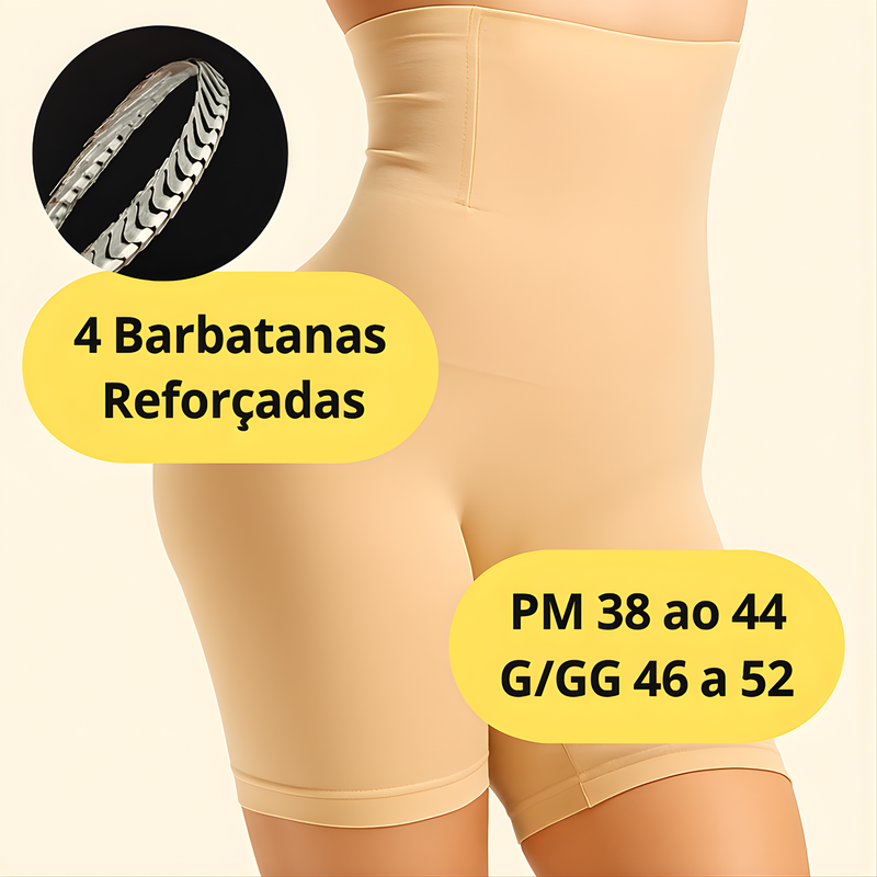 Cinta Modeladora Shorts Alta Compressão Discreta com 4 Barbatanas
