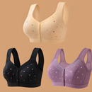 Sutiã Feminino Roupa Interior Plus Size Lingerie Puro Algodão Sem Fio Linha Frontal Botões De Renda Impressão De Borda