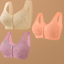 Sutiã Feminino Roupa Interior Plus Size Lingerie Puro Algodão Sem Fio Linha Frontal Botões De Renda Impressão De Borda