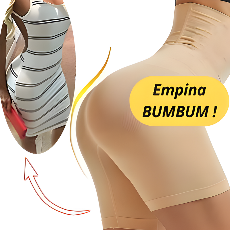 Cinta Modeladora Shorts Alta Compressão Discreta com 4 Barbatanas