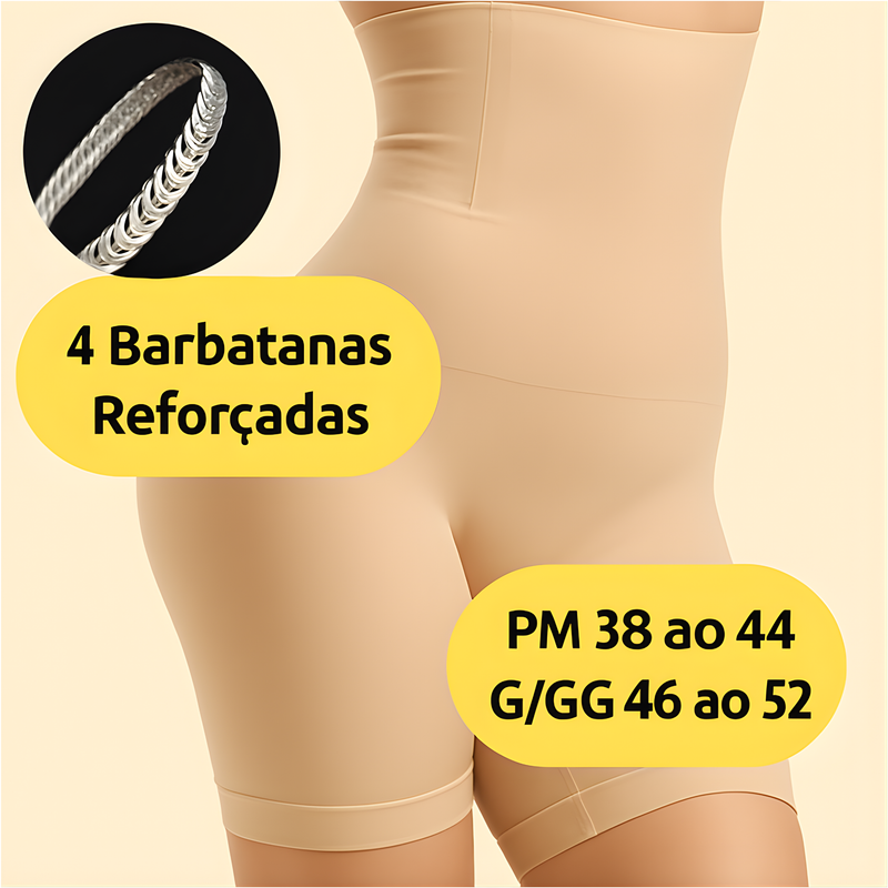 Cinta Modeladora Shorts Alta Compressão Discreta com 4 Barbatanas
