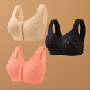 Sutiã Feminino Roupa Interior Plus Size Lingerie Puro Algodão Sem Fio Linha Frontal Botões De Renda Impressão De Borda