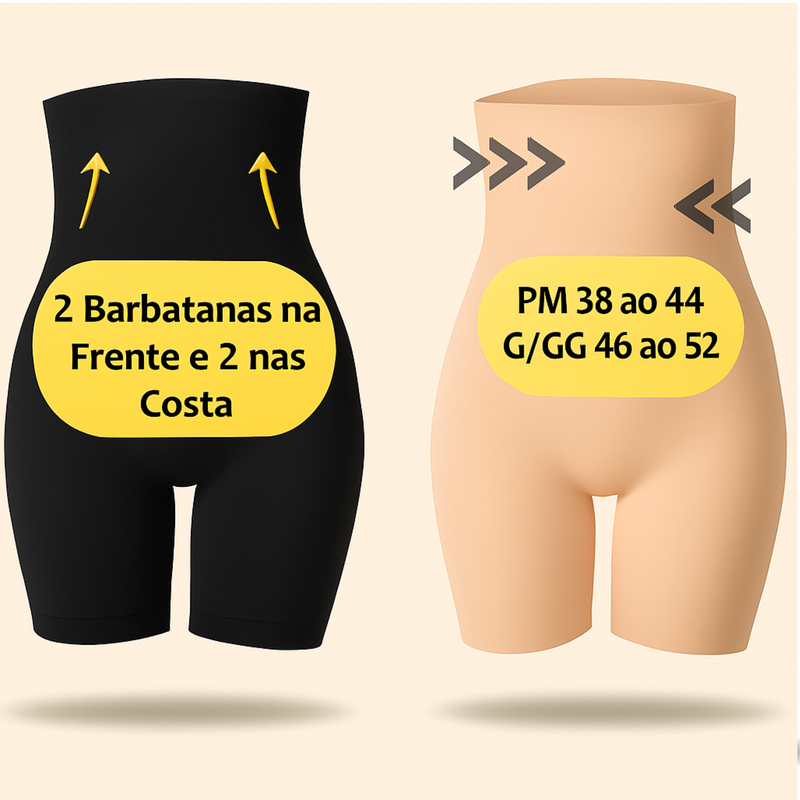 Cinta Modeladora Shorts Alta Compressão Discreta com 4 Barbatanas