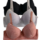 Kit 3 Sutiã Plus Size Feminino Reforçado De Renda Com Bojo Sustentação Conforto Alça Grossa Com Aro