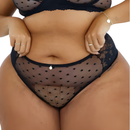 Calcinha Plus Size fio dental renda e tule Jackie
