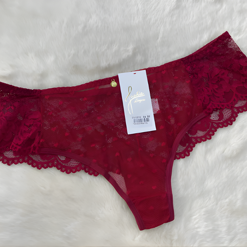 Calcinha Plus Size fio dental renda e tule Jackie