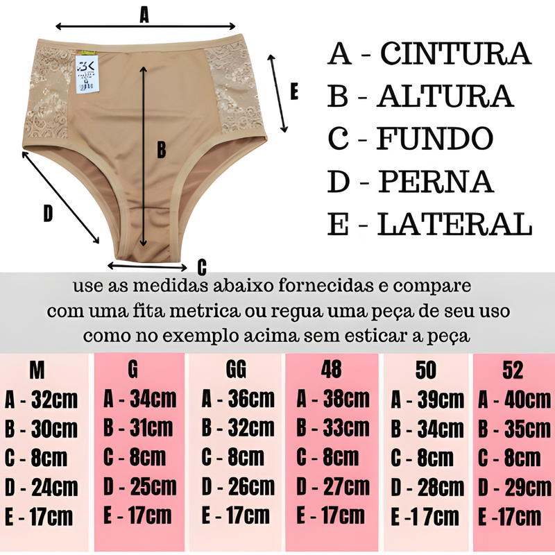 Kit de Calcinha Calçola Senhora Plus Size e Regular Feminino Cintura Alta Lateral larga