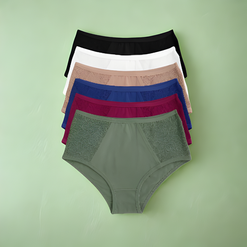 Kit 5 Calcinha Plus Size Cintura Alta Cós Alto Tangão Senhora Algodão C/ Renda