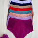 Kit 5 Calcinha Plus Size Cintura Alta Cós Alto Tangão Senhora Algodão C/ Renda
