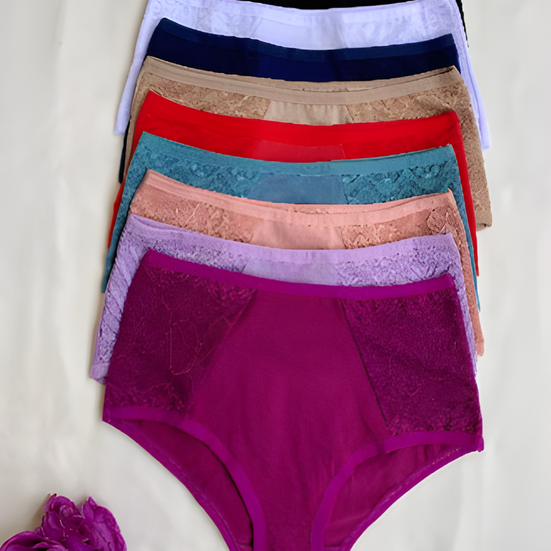 Kit 5 Calcinha Plus Size Cintura Alta Cós Alto Tangão Senhora Algodão C/ Renda