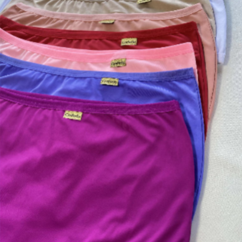 Kit c/ 5 Calcinhas Calçola Senhora Plus Size Hot Pants Conforto Cós Alto Cintura Alta