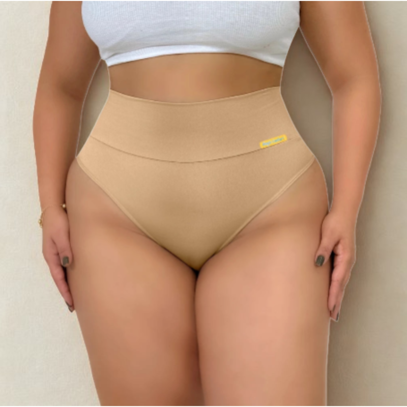 Kit Com 5 Calcinha Plus Size G1 e G2 Cós Alto Segura Barriga Zero Barriga