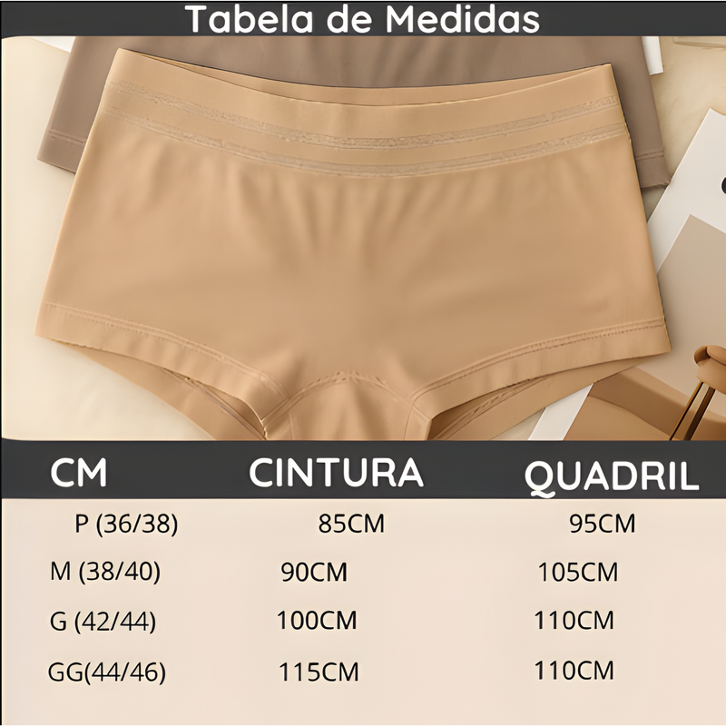 Kit 5 Calcinhas Boxer Canelada Shortinho Sem Costura Cueca Feminina Poliamida Importada MK