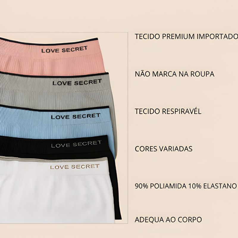 Kit 5 Calcinhas Boxer Canelada Shortinho Sem Costura Cueca Feminina Poliamida Importada MK