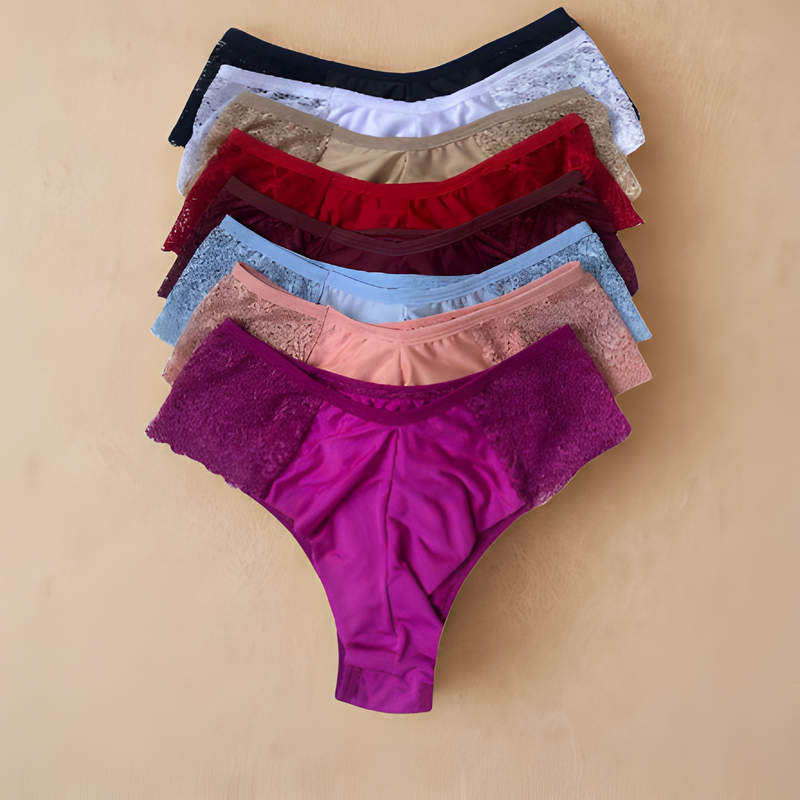 Kit c/ 5 Calcinha Plus size Fio Duplo c/ Renda Lateral Lingerie Feminina Conforto