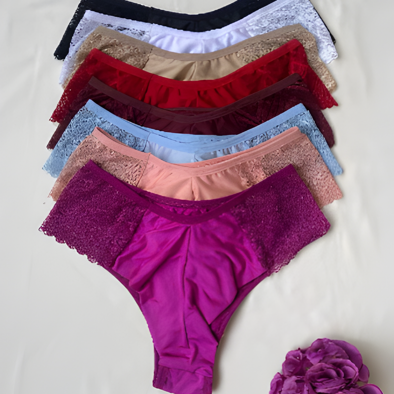 Kit c/ 5 Calcinha Plus size Fio Duplo c/ Renda Lateral Lingerie Feminina Conforto