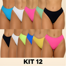 Kit 10 Tanga Canelada Importada Fio Dendal Calcinha Cintura Alta Pala Dupla