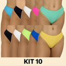 Kit 10 Tanga Canelada Importada Fio Dendal Calcinha Cintura Alta Pala Dupla