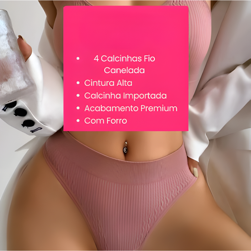 Kit 10 Tanga Canelada Importada Fio Dendal Calcinha Cintura Alta Pala Dupla