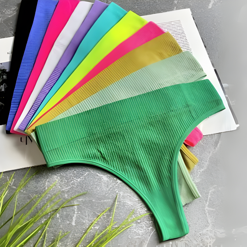 Kit 10 Tanga Canelada Importada Fio Dendal Calcinha Cintura Alta Pala Dupla