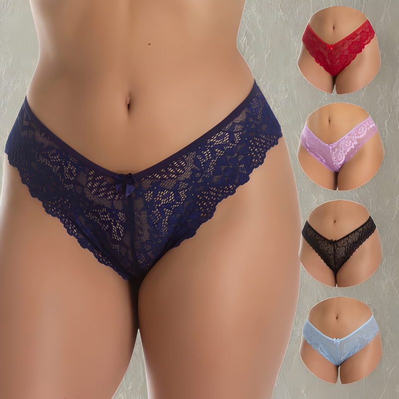 Kit 5 Calcinhas Fio Dental Lingerie Em Renda Sexy Sensual