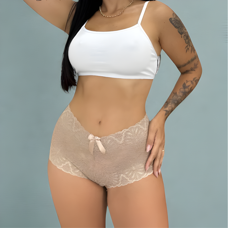 Kit 3/2/1 Calcinha de Renda Estilo Shortinho 1 Laço Lisa Lingerie Feminina Confortável Sexy Barata
