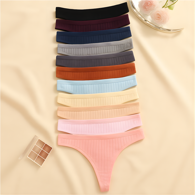 Kit 10 Calcinha Fio Dental Feminina Canelado Forro de Algodão