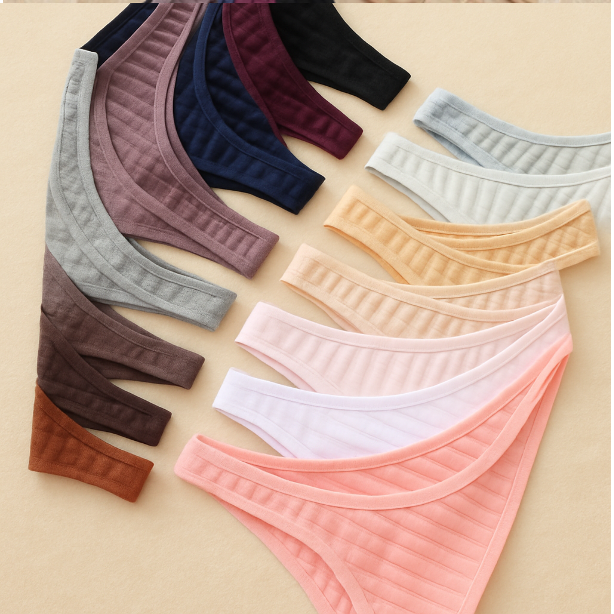 Kit 10 Calcinha Fio Dental Feminina Canelado Forro de Algodão