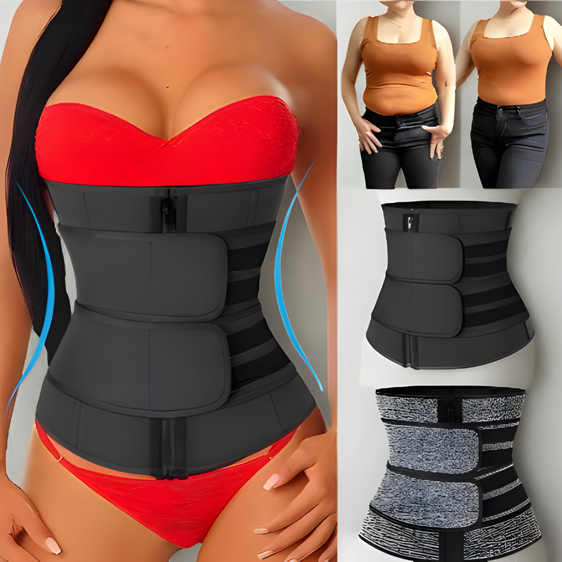 Cinta Modeladora corset Abdominal Feminina Redutora Afina Cintura Espartilho Ajustavel Dupla C/Zíper