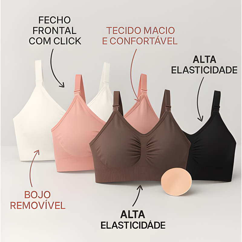 Sutiã Amamentação Bojo Removível Reforçado Maternidade Soutien