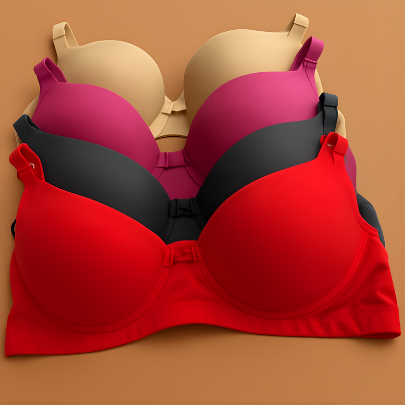 Kit C/4 Sutiã Básico Reforçado Com Bojo Do P Ao Gg Direto da Fábrica