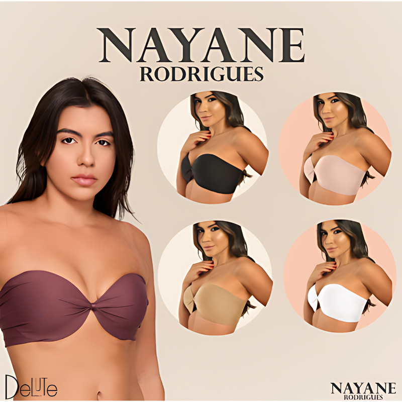 Sutia Nayane Rodrigues Tomara que Caia com Bojo e Aro Liso de Alta Sustentacao Push Up Confortavel