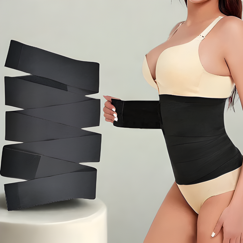 Cinta Modeladora INVISÍVEL Faixa Cintura Queima Gordura Preta Wrap Waist Trainer Tape
