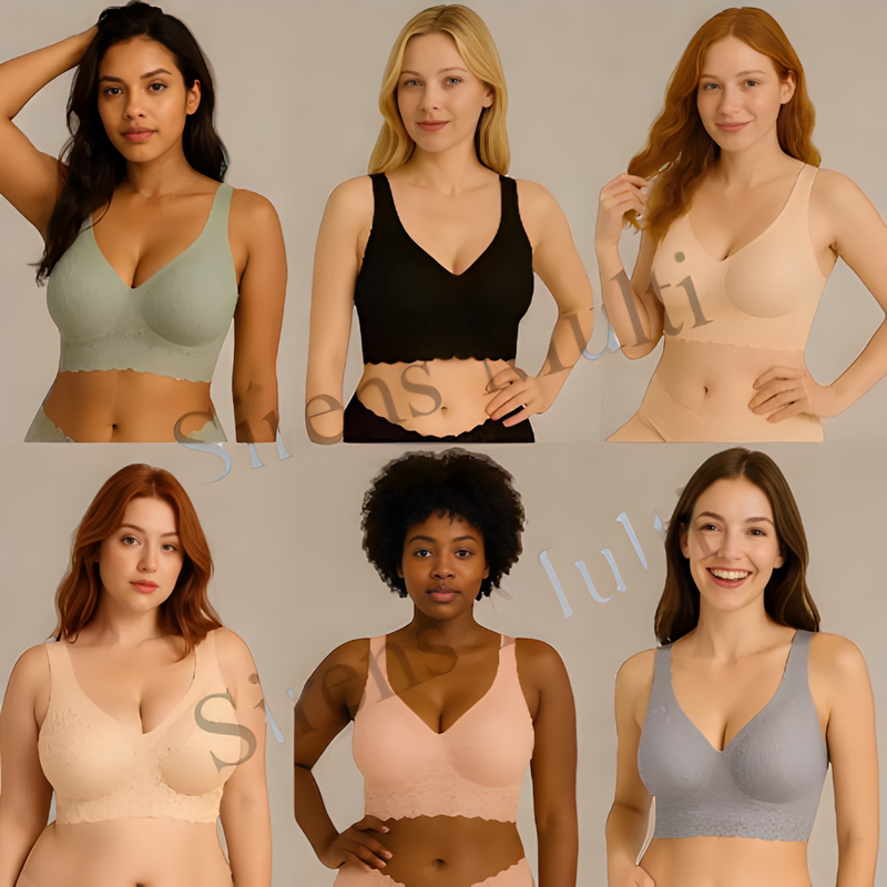 KIT até 3 Sutiã Super Confortável 3D Top CORES ALEATÓRIAS Sem Costura Bojo Removível Renda