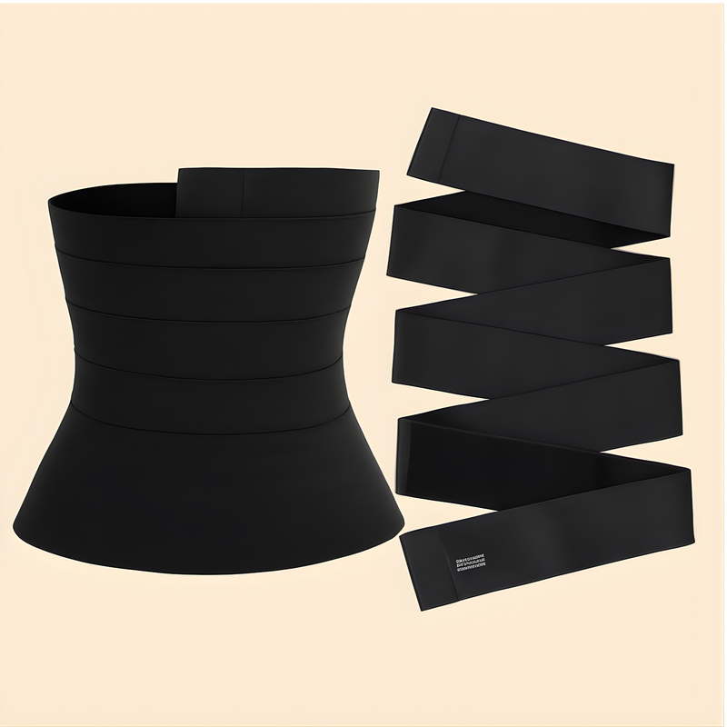 Cinta Modeladora INVISÍVEL Faixa Cintura Queima Gordura Preta Wrap Waist Trainer Tape