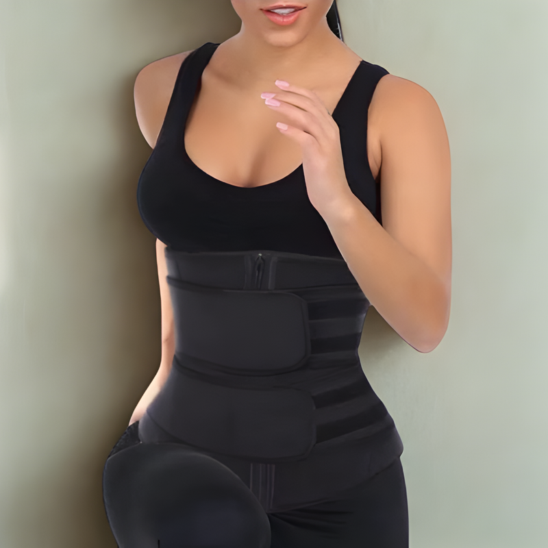 Cinta Modeladora corset Abdominal Feminina Redutora Afina Cintura Espartilho Ajustavel Dupla C/Zíper