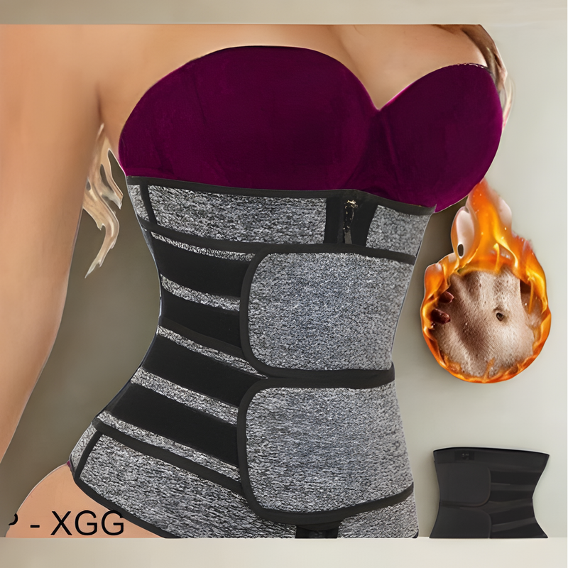 Cinta Modeladora corset Abdominal Feminina Redutora Afina Cintura Espartilho Ajustavel Dupla C/Zíper