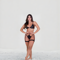 Conjunto Lingerie Renda Gladiadora Completo Sexy Luxo Gringa